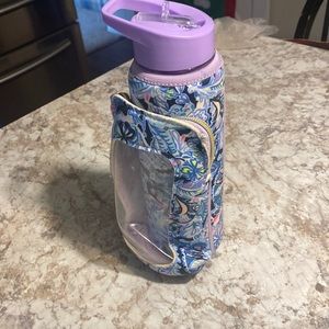 Lilly Pulitzer water bottle and sleeve with pocket